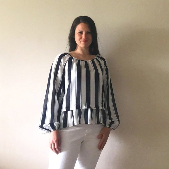 Striped Sheer Blouse - Picture 1 of 3